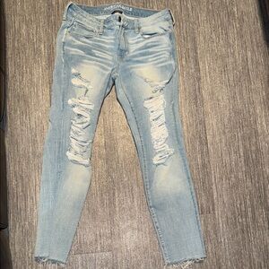 Women's Light Blue Distressed Jeans